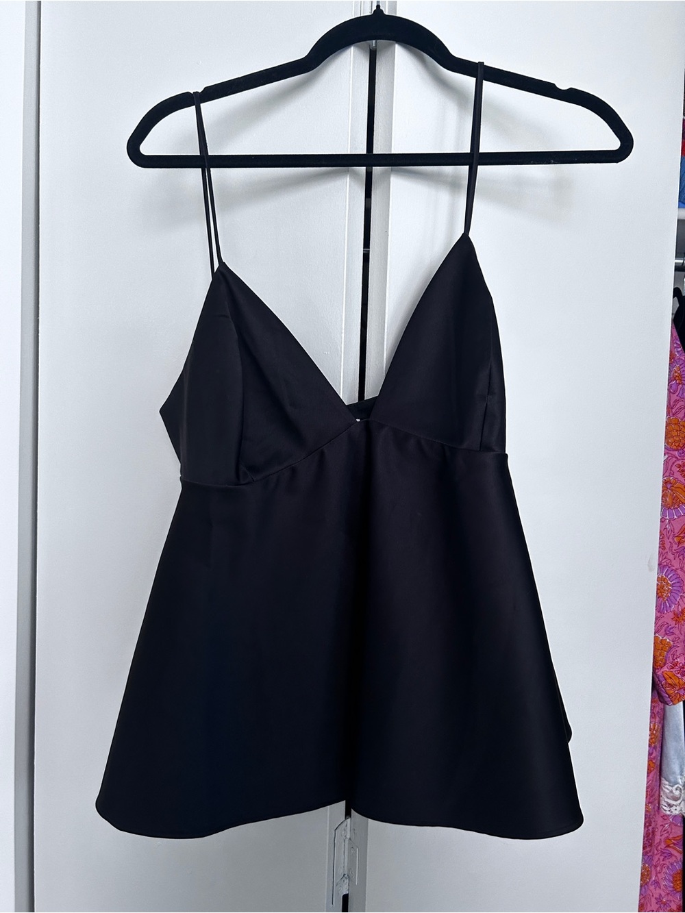 Black Spaghetti Strap A-Line Top